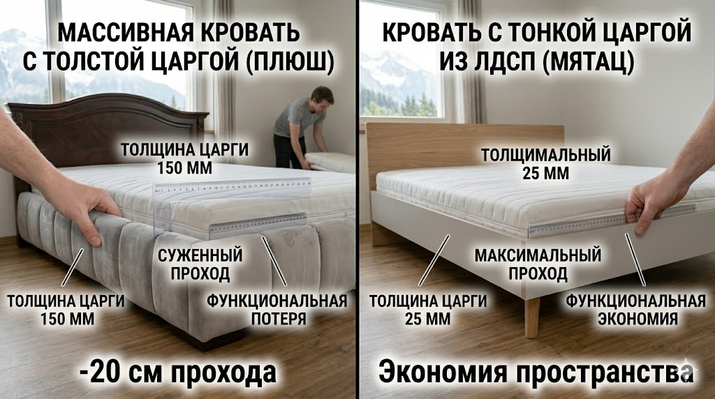 Сравнение габаритов кроватей для узкой спальни